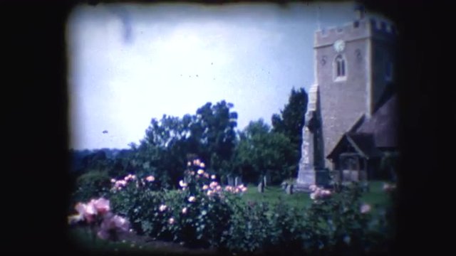 Vintage 8mm footage of an English Church in the countryside