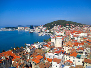 Naklejka na ściany i meble Aerial view of the sea shore in Sibenik, Croatia