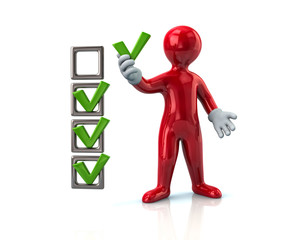 Red man and checklist boxes