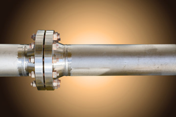 Metal pipe flanges with bolts on an isolated background, Pipe line in oil and gas industry and...