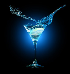 cocktail in glass with splashes