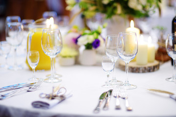 Table set for an event party or wedding reception