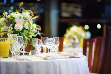 Table set for an event party or wedding reception