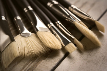brush set on a wooden table