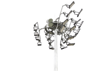 Very high Stadium lights isolated on white