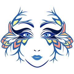 Abstract women face with stylized mask