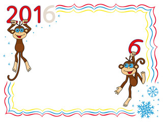 Obraz premium Greeting card with two Amusing Monkeys