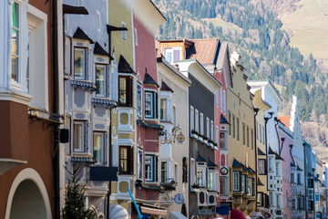 Fototapeta na wymiar row of typical mountain homes