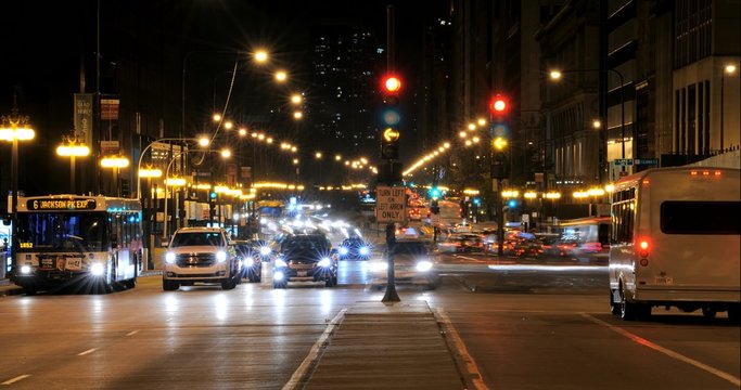 4K Night Timelapse Michigan Avenue Chicago