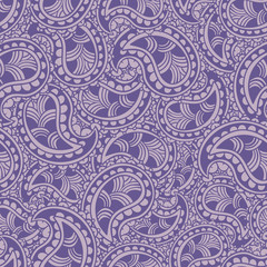 Hand drawn seamless Paisley pattern. Doodle style