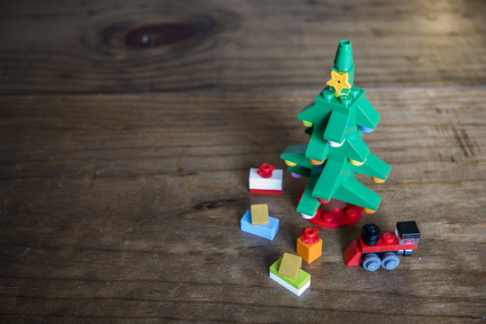 Toy Block Christmas Tree Still Life