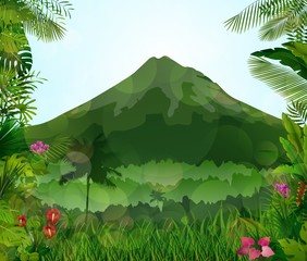 Fototapeta premium Mountains landscape of tropical background 