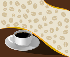 Illustration of A Cup of Coffee with Beans Pattern for Text Background