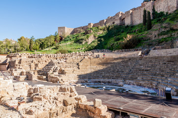 Roman amphitheatre ruin in Malaga, Spain