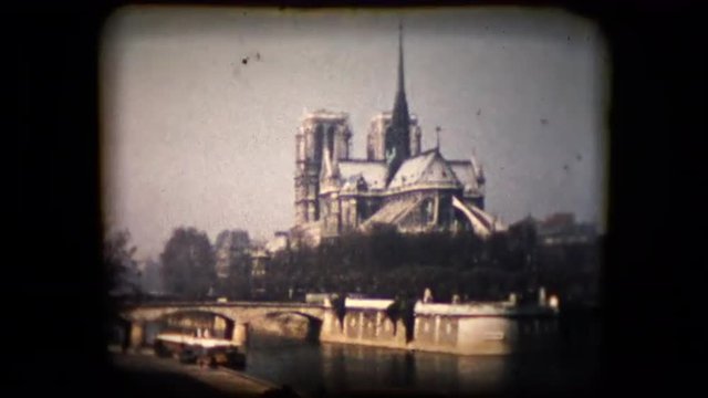 Historic footage of the famous Notre-Dame cathedral in Paris