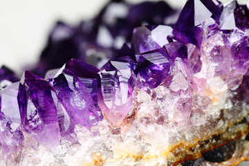 Amethyst stone detail, violet variety of quartz.