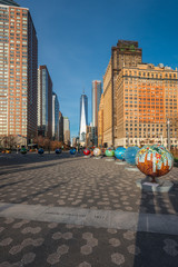 World Trade Center Tower One in the background of Battery Park i