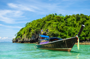 Tub island at Krabi focus on boat