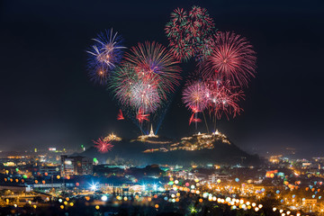 Firework festival in phetchaburi province, thailand.