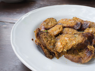 Thai spicy sausage, traditional Thai food
