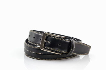 Black leather belt for men.
