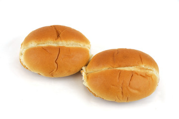 fresh bread rolls on white background