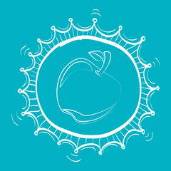 Apple fruit over blue background