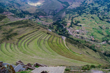 Fototapeta premium Ancient Inca's agricultural terraces near Pisac village, Peru