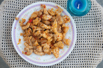 Stir-fried chicken with chilli
