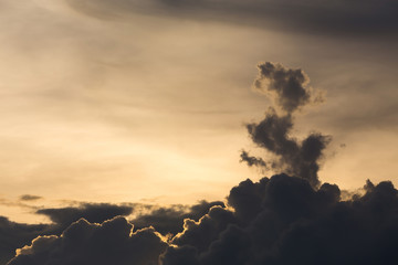 golden dramatic sky with cloud shape dragon