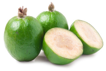 Tropical fruit feijoa isolated on white background
