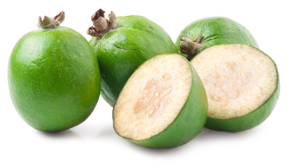 Tropical fruit feijoa isolated on white background