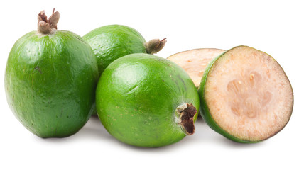 Tropical fruit feijoa isolated on white background