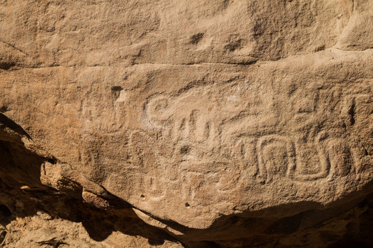 Pitaya petroglyphs near Chachapoyas, Peru