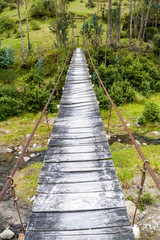 Suspension bridge over Toachi river near Quilotoa crater, Ecuador
