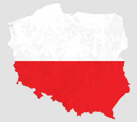 Fototapeta premium Map of Poland, Filled with the National Flag 