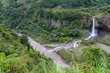 Manto de la Novia (Bridal Veil) waterfall near Banos, Ecuador