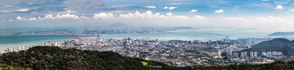 Aerial panorama cityscape of Georgetown, capital of Penang state - obrazy, fototapety, plakaty