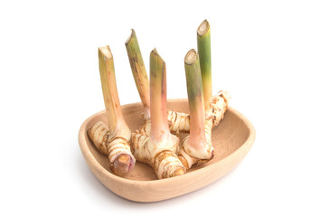 Galanga (Alpinia galanga SW.) isolated on white background.