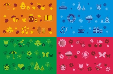 4 different seamless patterns for 4 seasons.