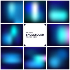 Fototapeta premium Set of abstract blue blurred backgrounds