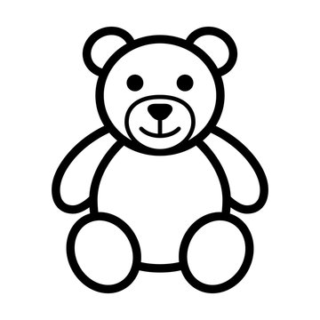 Naklejki Teddy bear plush toy line art icon for apps and websites