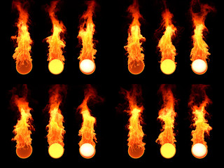  Sphere in fire. Many version.