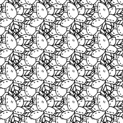 Adult coloring book page design with floral seamless pattern