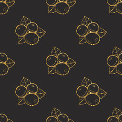 Gold berries seamless pattern