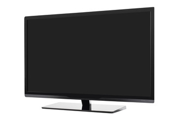 View of widescreen internet tv monitor isolated on white backgro