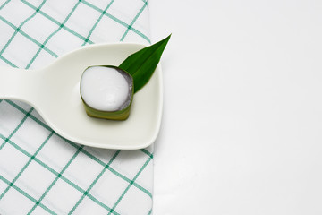 Thai dessert coconut jelly in pandan cup