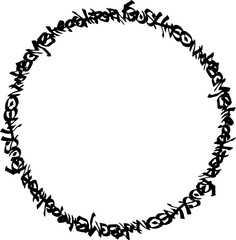 circular black graffiti tag pattern on white