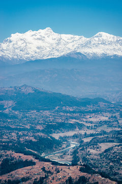 View on the Himalayas in Nepal