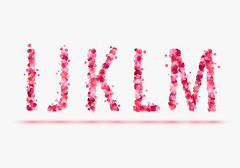 Pink rose petals alphabet. Part 3 Letters I, J, K, L, M.